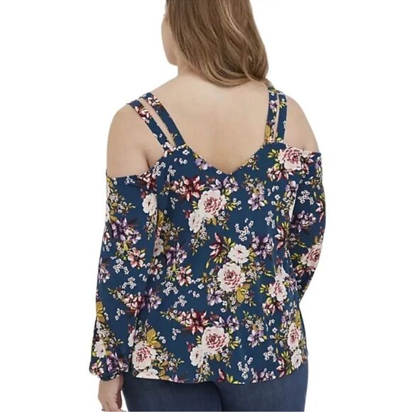 NWT Torrid floral strappy cold shoulder balloon sleeve‎ top 0X - Picture 5 of 16